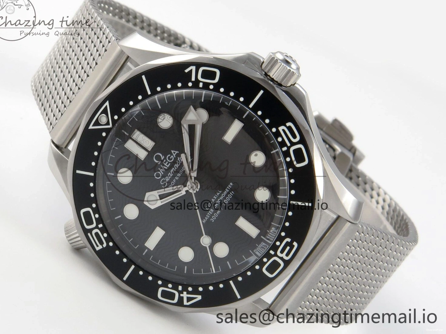 0225 Seamaster 300M 42mm SS VSF Best Edition Black Dial On Mesh Bracelet A Stretchable 7658